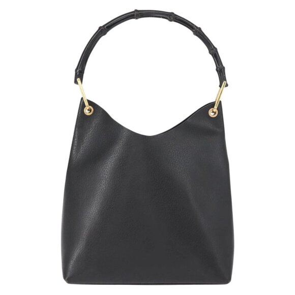 GUCCI Bamboo Shoulder Bag Leather Black Gold 001 2113 1880 Auth 147949 - Picture 3 of 16